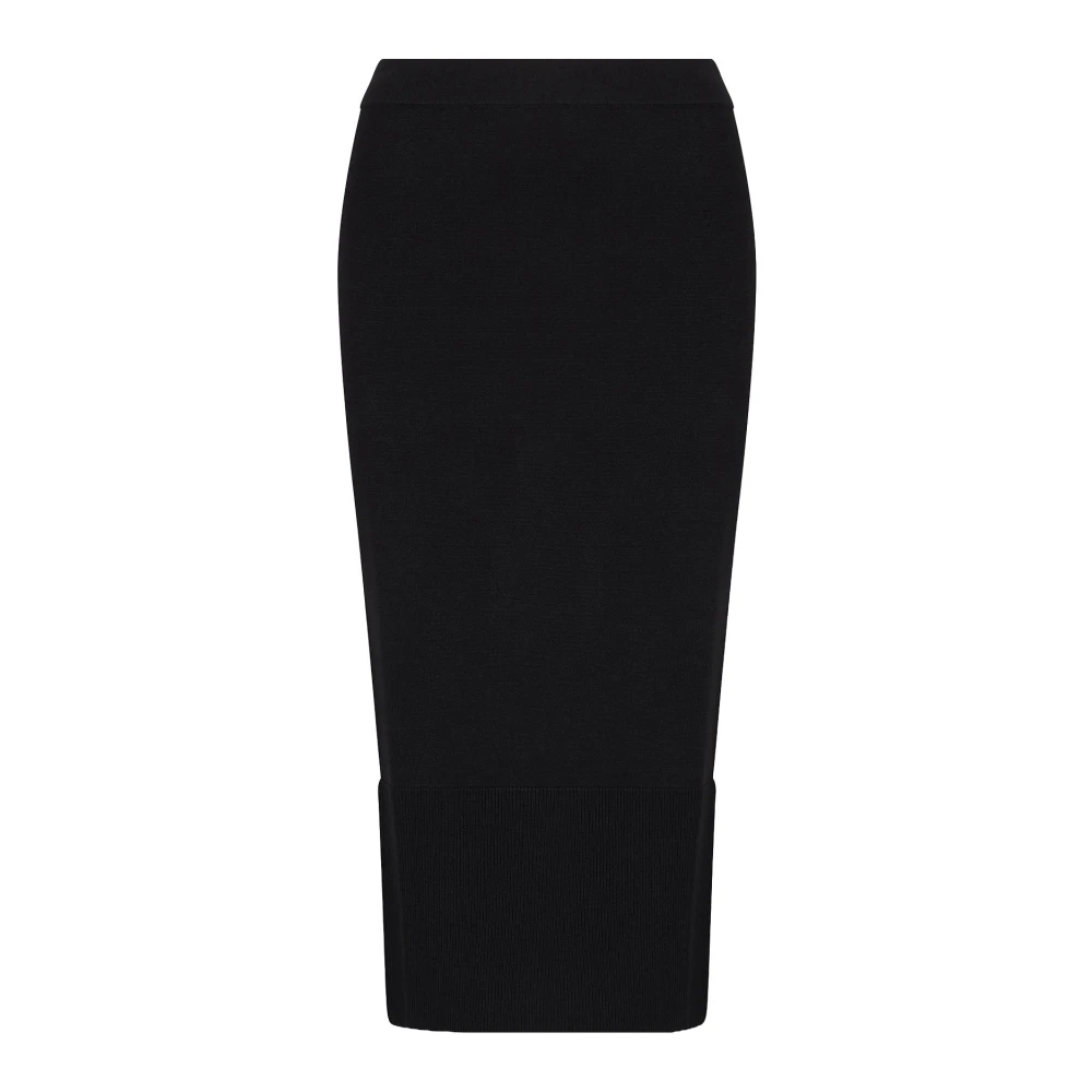 Armani Exchange Zwarte Gebreide Rok Logo Gevoerd Black Dames