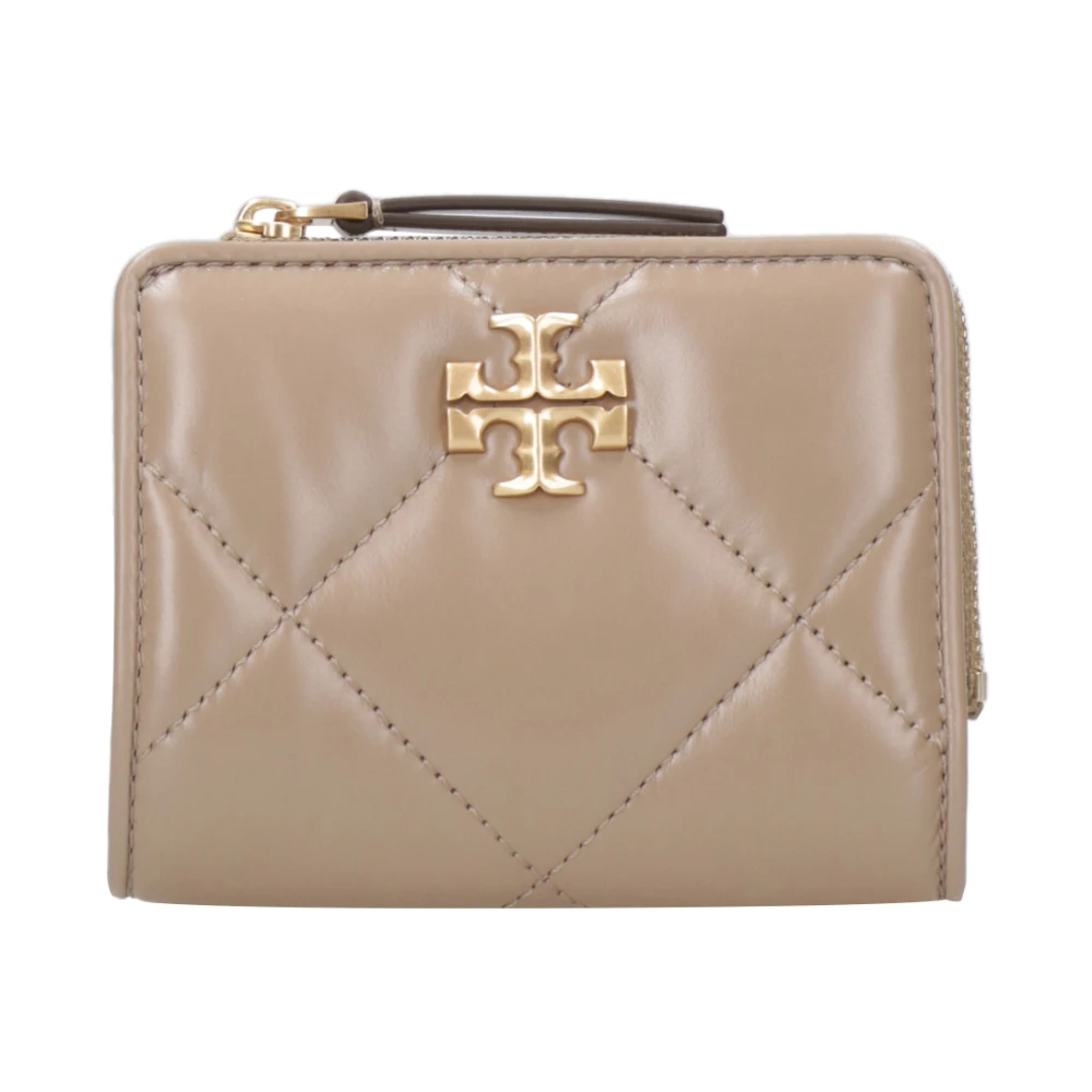 TORY BURCH Portemonnee van gewatteerd leer met dubbel T-logo Beige Dames