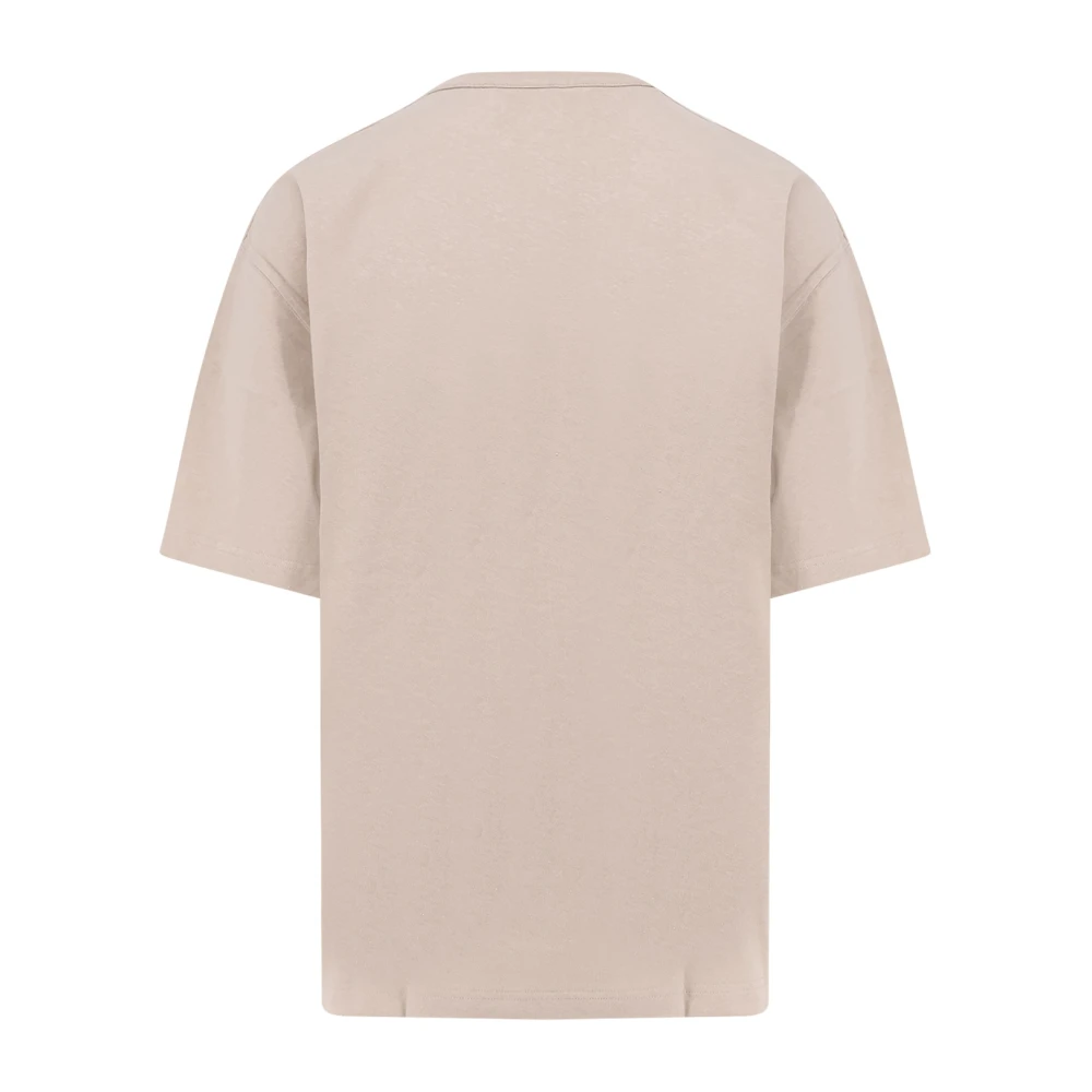 Lemaire Katoen Linnen Boxy T-shirt met Zak Beige Heren