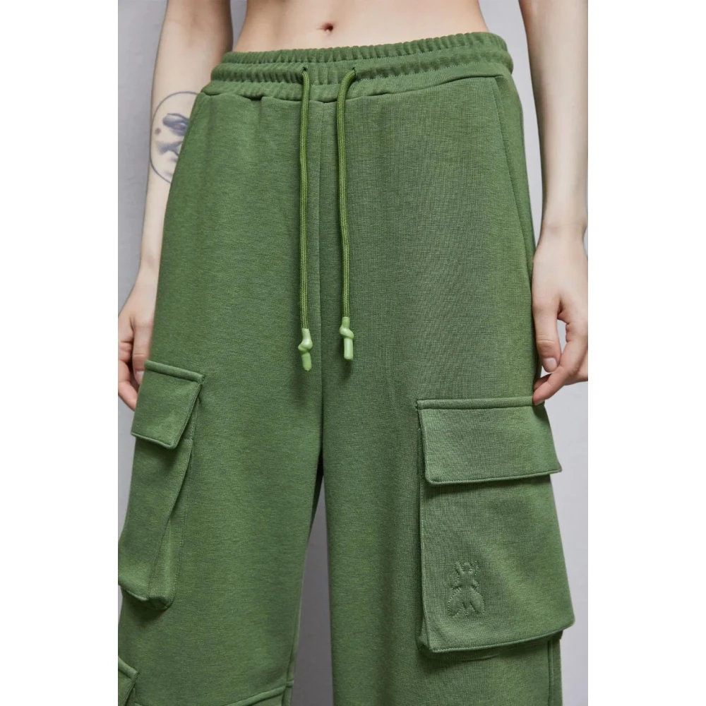 PATRIZIA PEPE Cargo Sweatpants Levendige Kleur Comfort Fit Green Dames