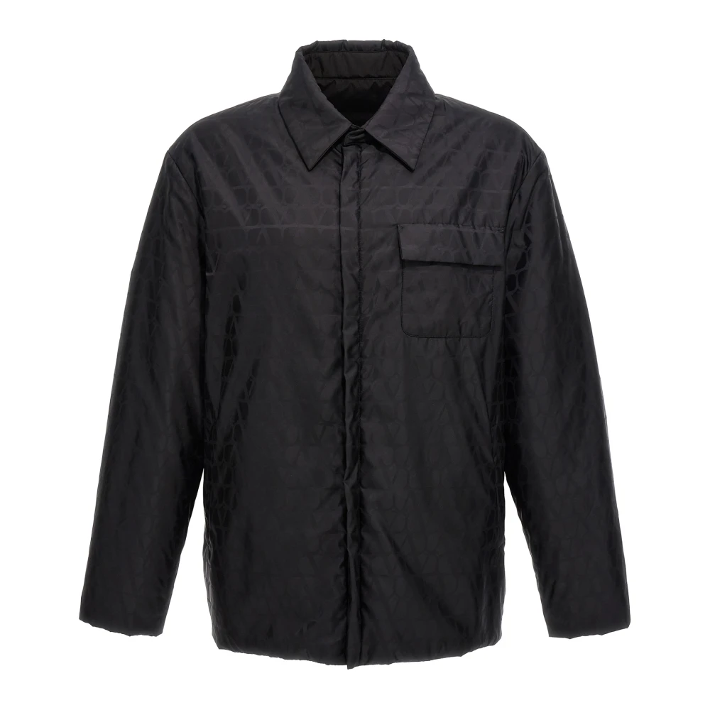 Valentino Garavani Men's Black Reversible Nylon Jacket With Toile Iconographe Pattern