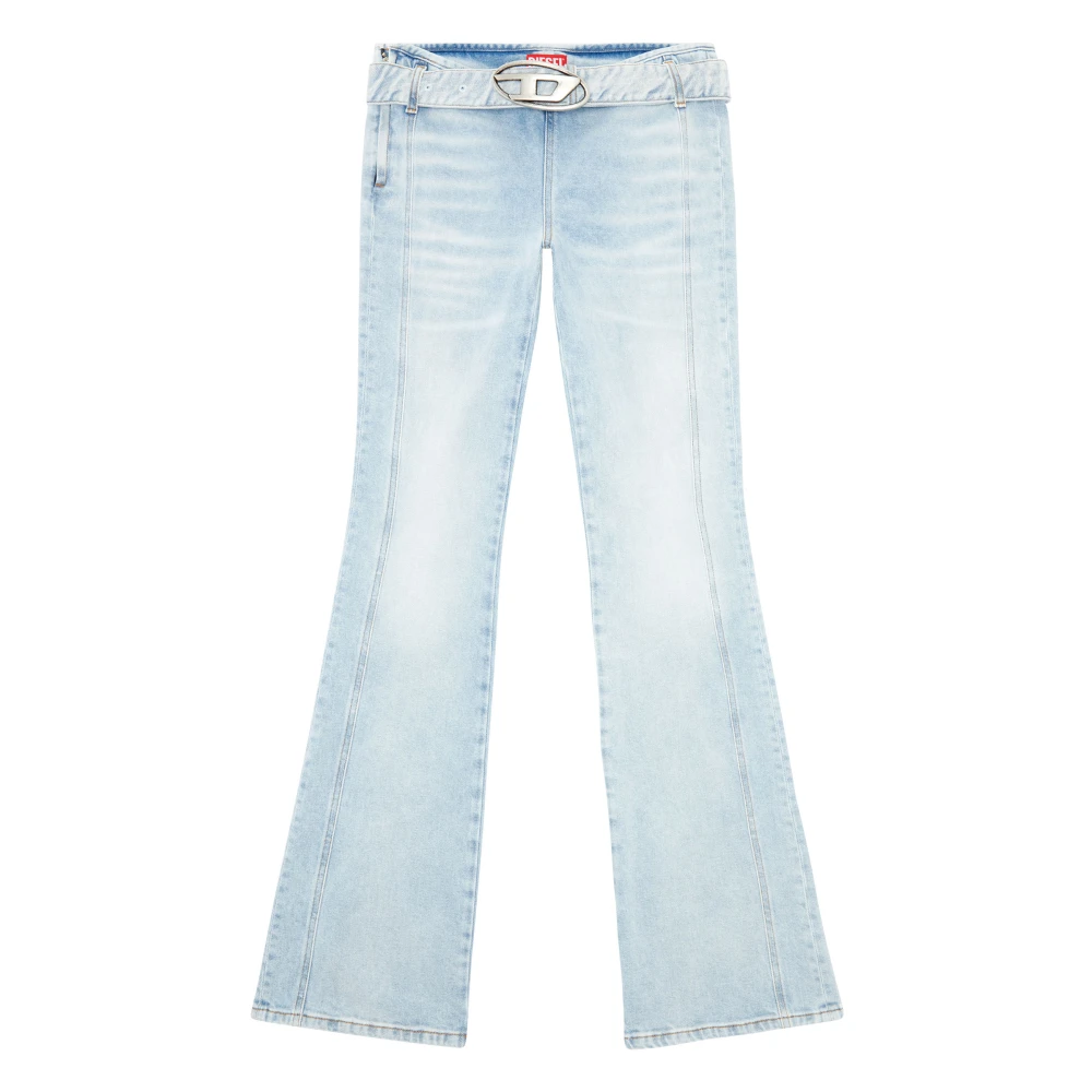 Diesel Flared Jeans met Verstelbare Riem in Vintage Wassing Blue Dames