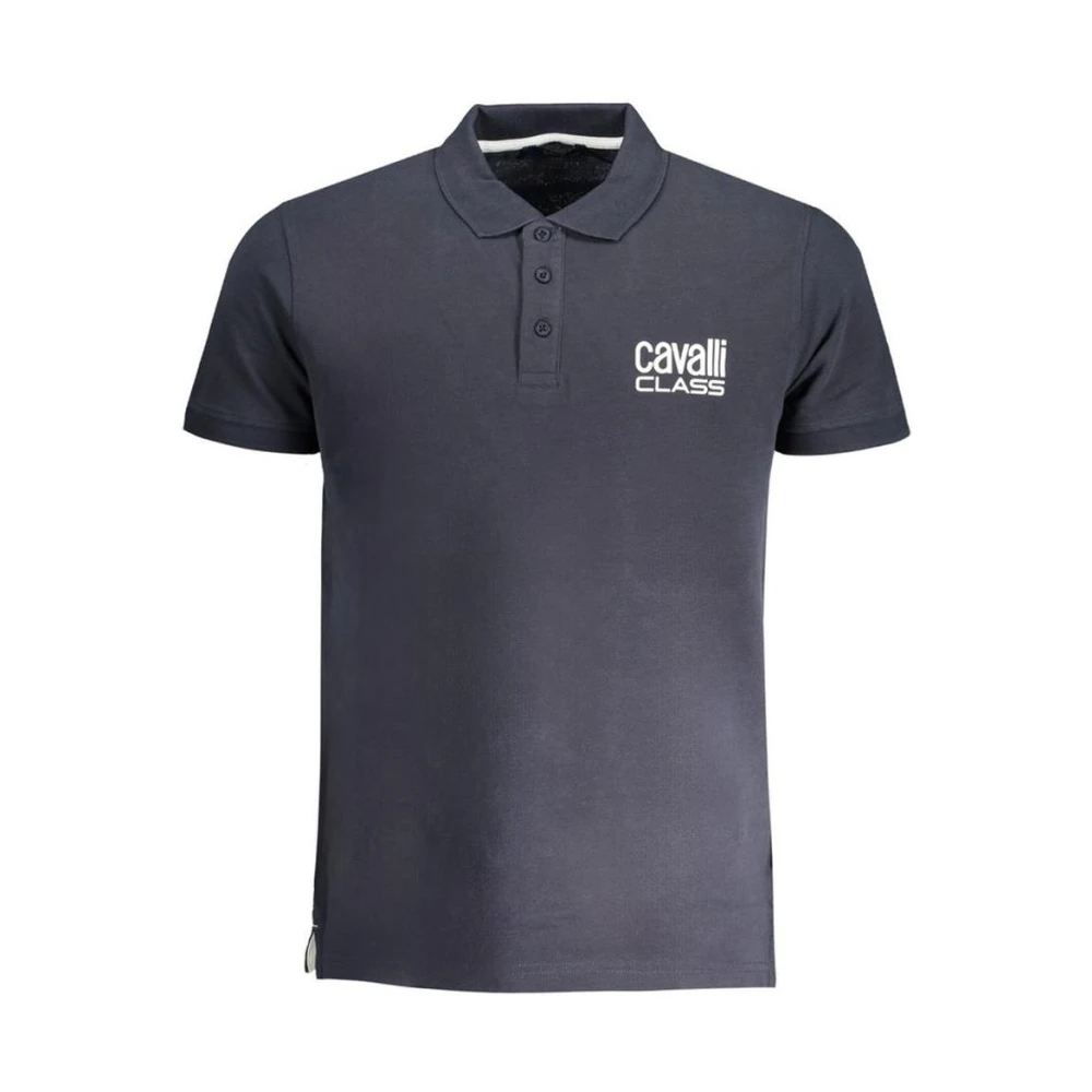 Cavalli Class Men's Blue Cotton Polo Shirt With Logo - Polo Shirts - L - Tops