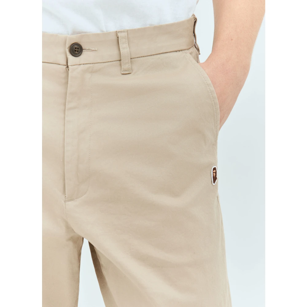 A Bathing APE Chino Broek in Katoen Twill Beige Heren
