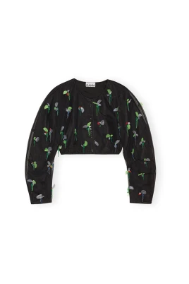 Pärlbroderad Cropped Blus