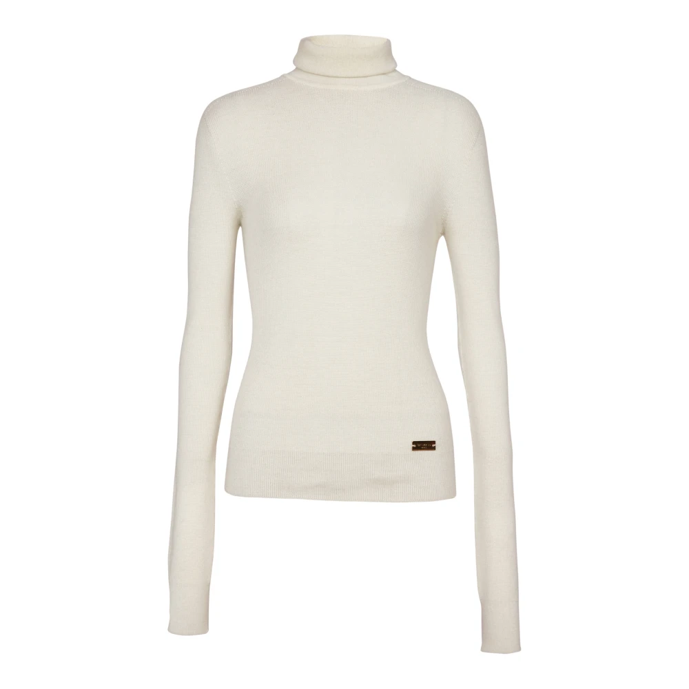 Balmain Stickad polotröja Beige, Dam