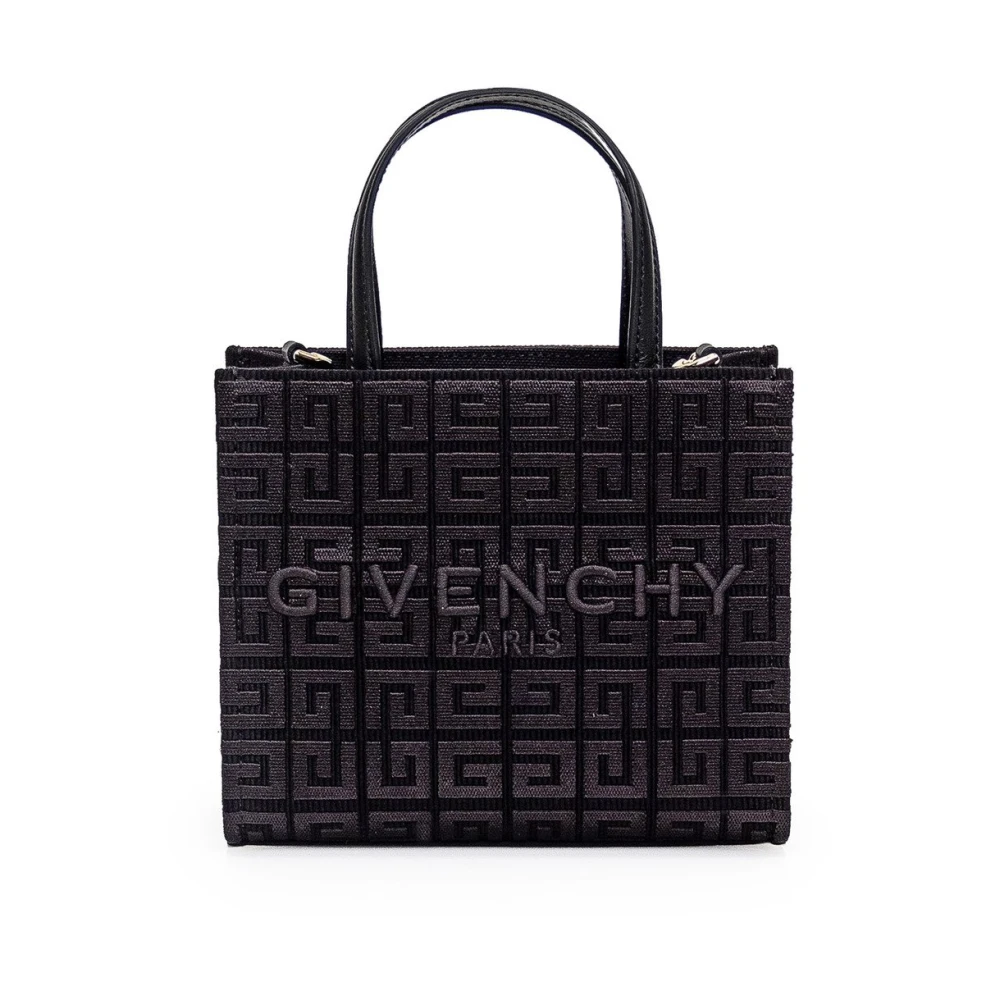 Givenchy Zwarte tas met geborduurd handtekening en goudkleurige details Black Dames