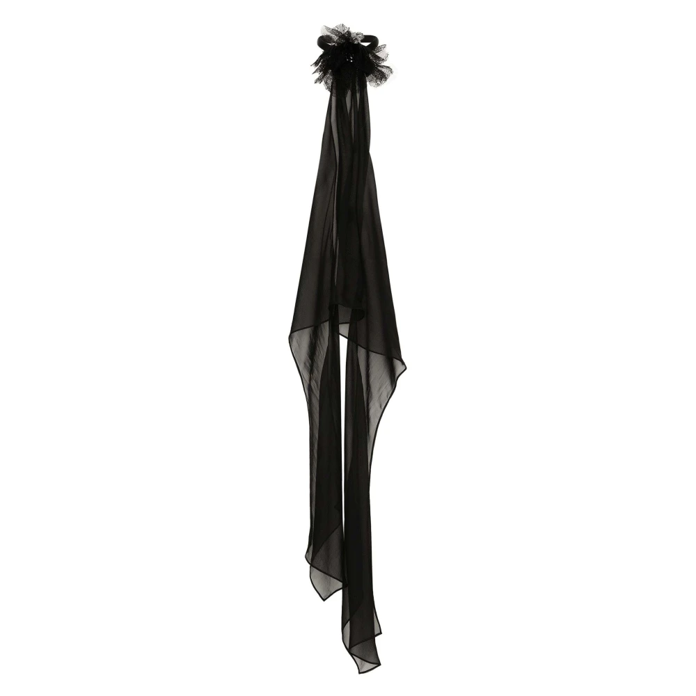 Dolce & Gabbana Zwarte chiffon top met bloemenapplicatie Black Dames
