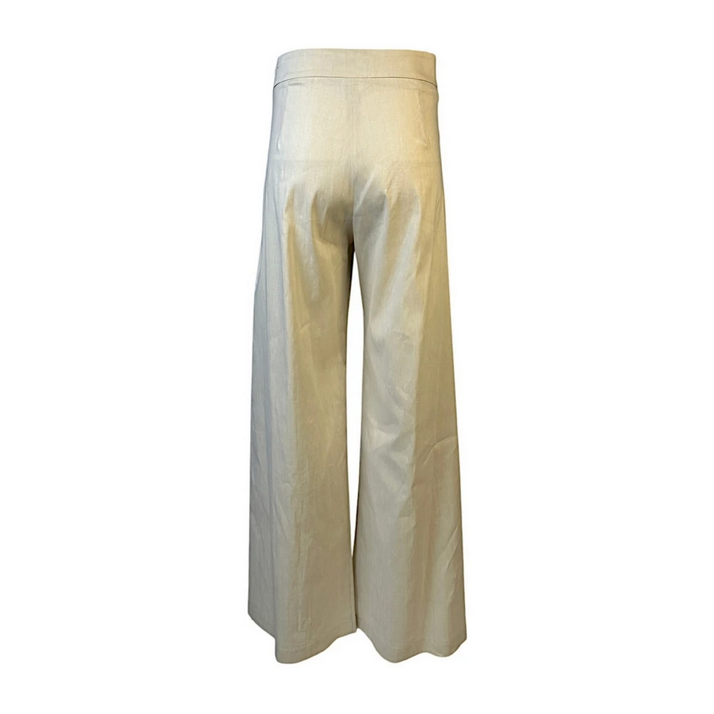 D.Exterior Linnen Broek in Palazzo Stijl Beige Dames