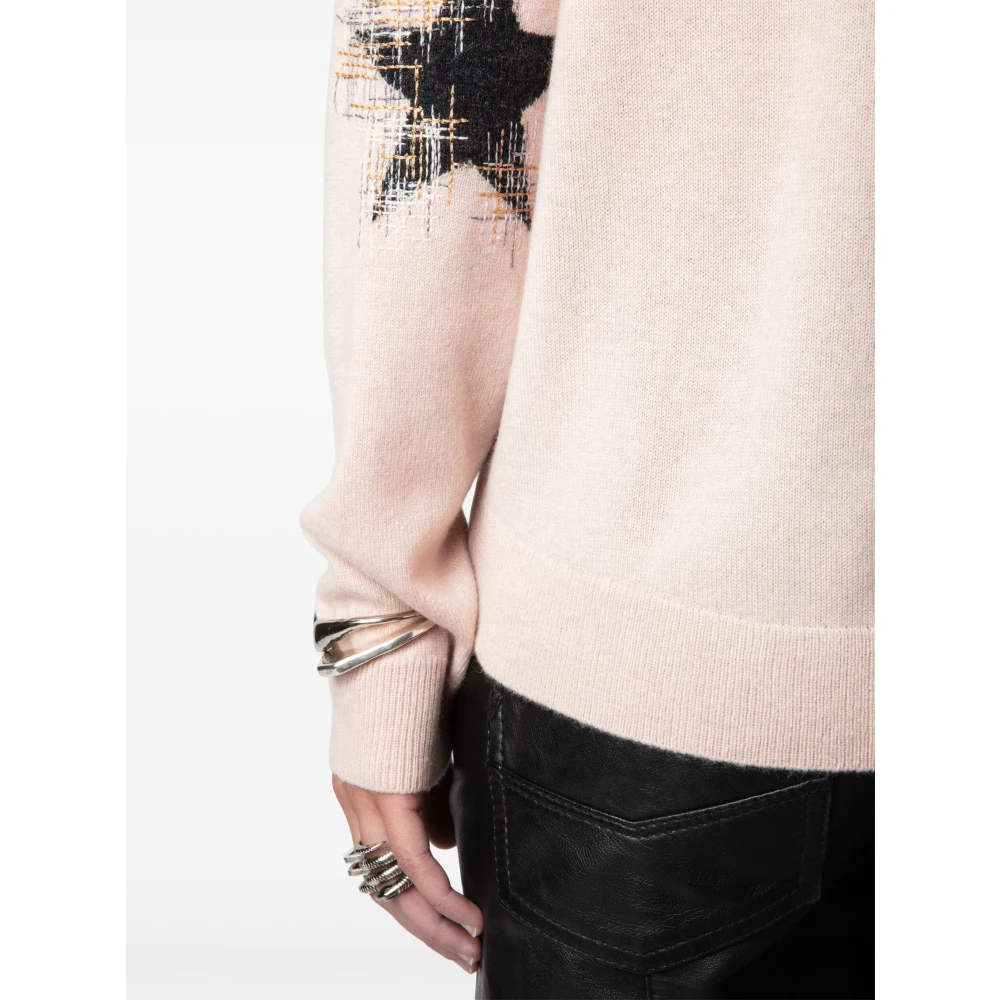 Zadig & Voltaire Lichtroze Kasjmiertrui met Sterrenpatches Pink Dames