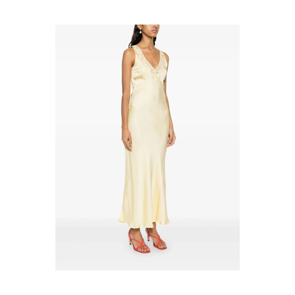 Twinset Pastelgele Kant V-hals Jurk Yellow Dames