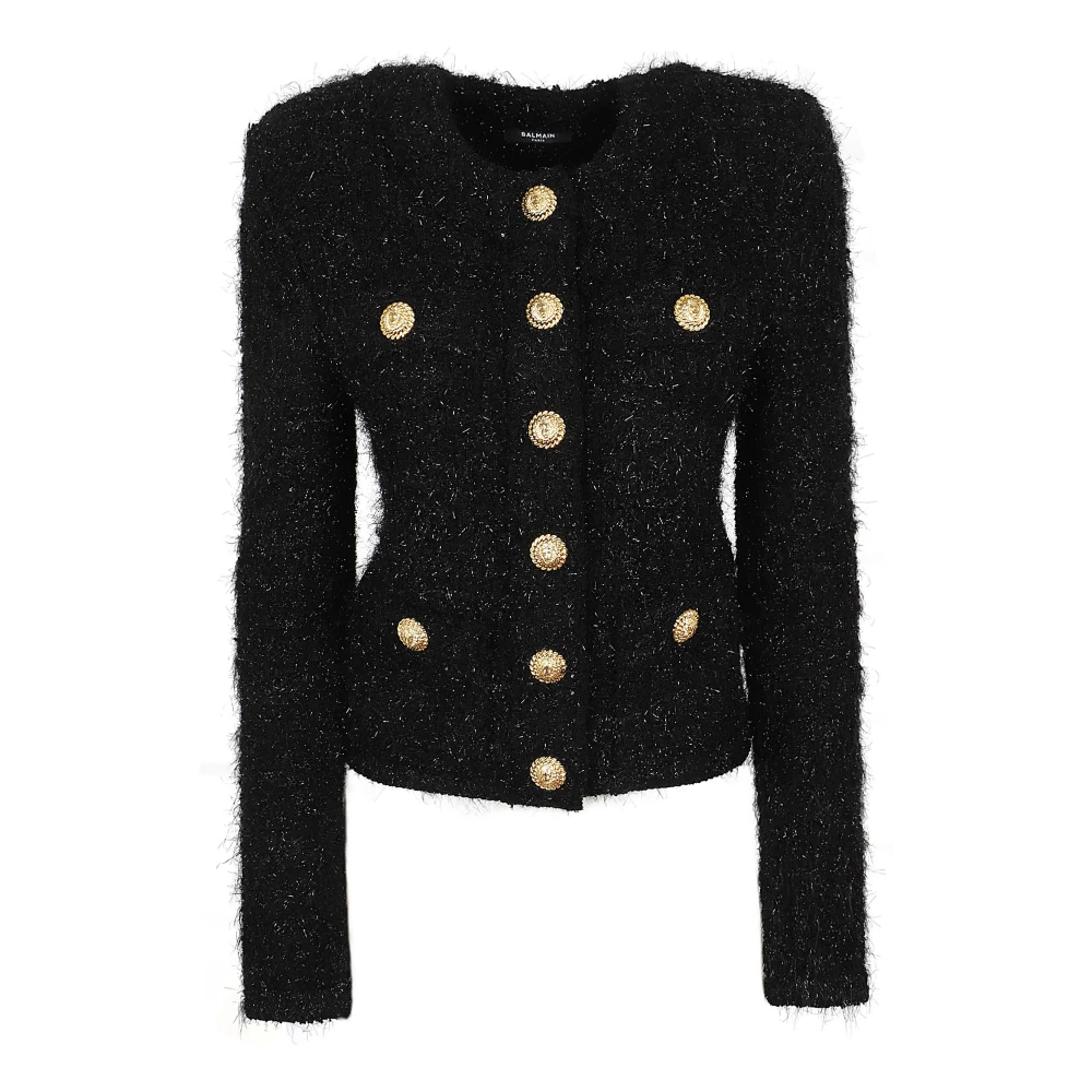 Balmain Svart Tweedjacka Höj Stil Black, Dam