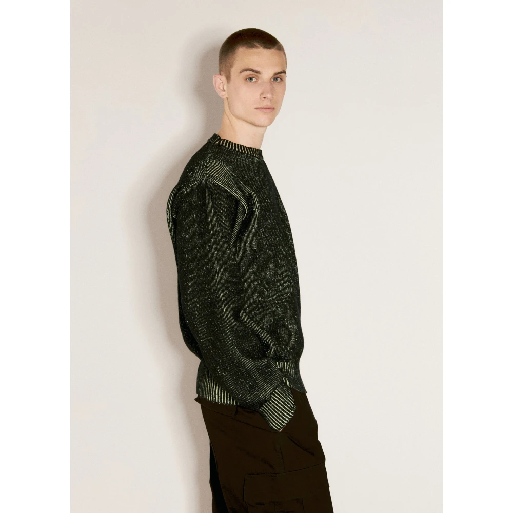 Gr10K Gezellige Crewneck Gebreide Trui Green Heren