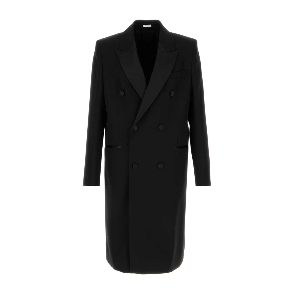 Alexander Mcqueen Mannelijk Zwart Jassen Heren, L, Wol, Wollen Vilt Double-Breasted Jas