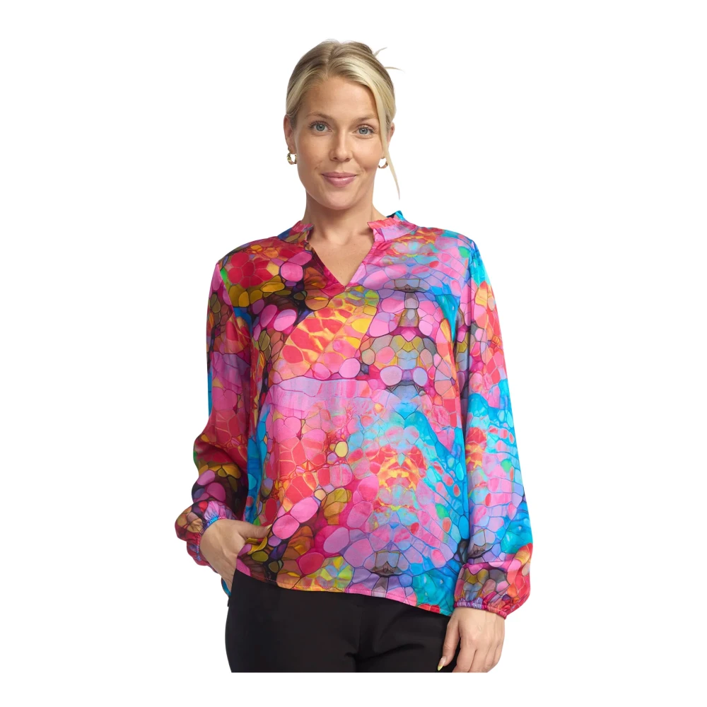 2-Biz Kleurrijke Print Lange Mouw Blouse Multicolor Dames