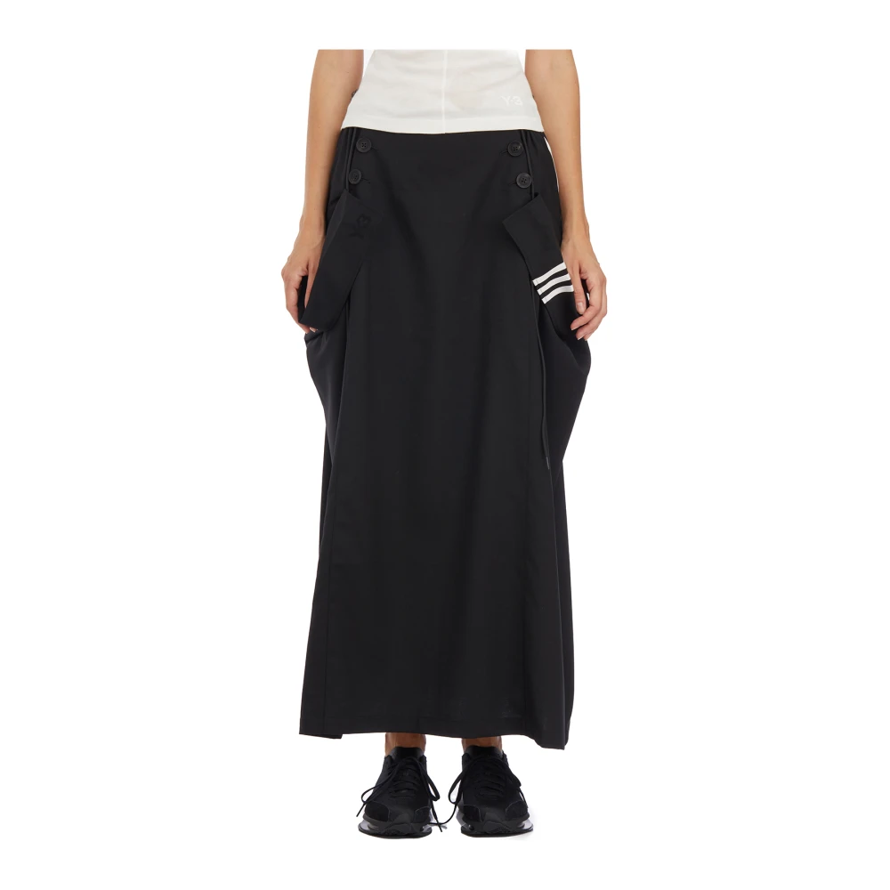 Y-3 Lange Wollen Rok Black Dames