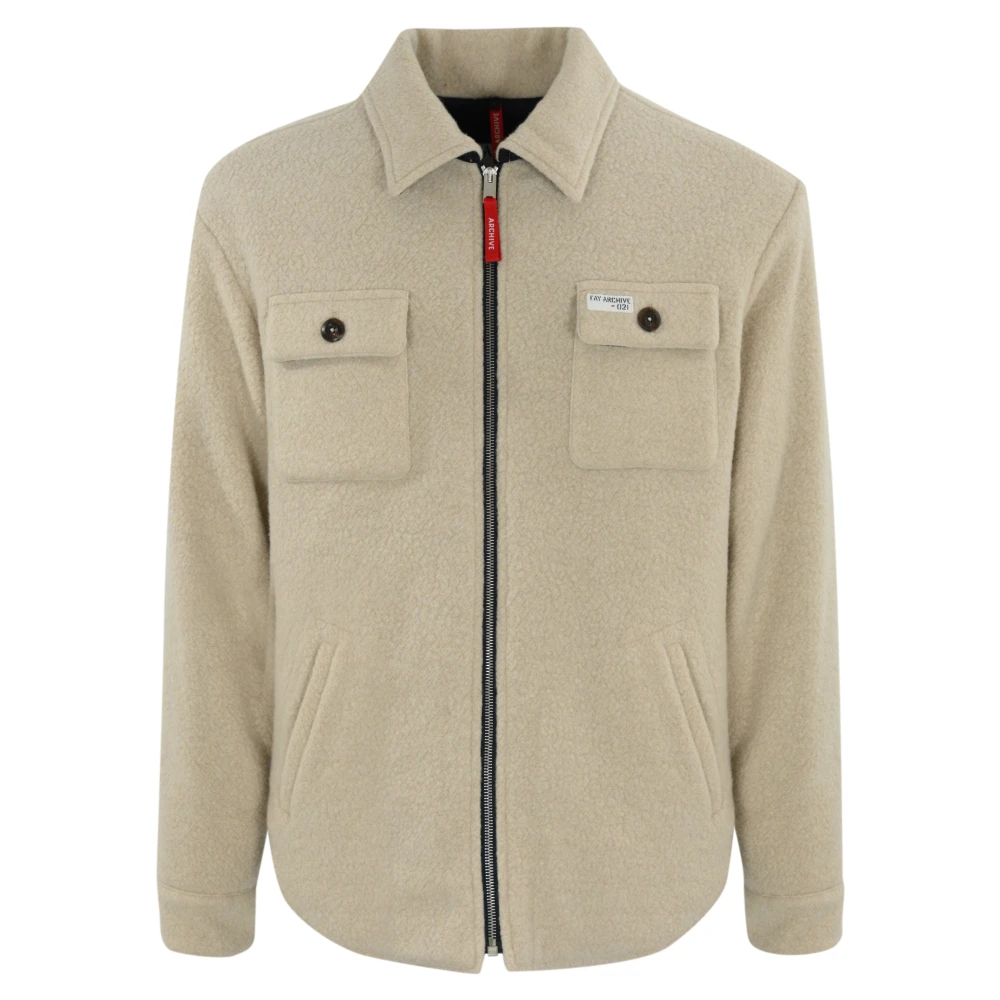 Fay Wollen Blend Ritsjas Beige Heren