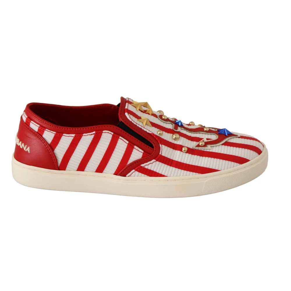 Dolce & Gabbana Women's Red/White Anchor Studded Loafers