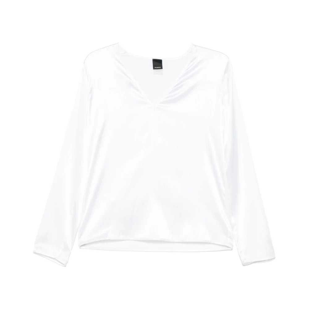 Pinko Witte V-hals Sweater Lange Mouwen White Dames