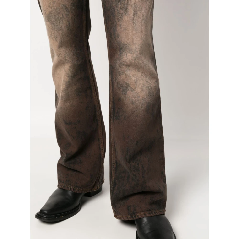 Séfr Hoge taille flare jeans in zwart denim Brown Heren