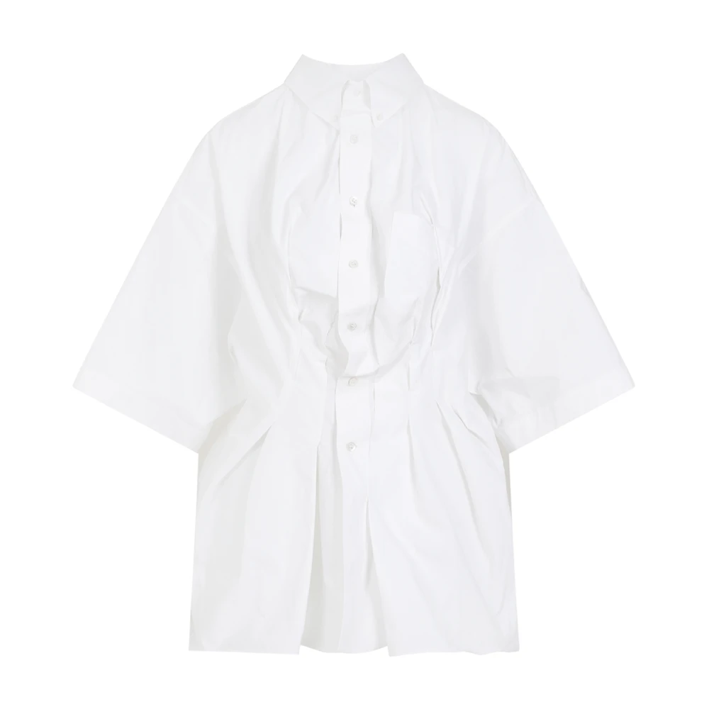 Maison Margiela Witte Katoenen Overhemd Puntkraag White Dames