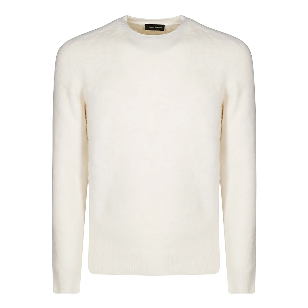 Roberto Collina Zachte Gebreide Ronde Hals Trui White Heren