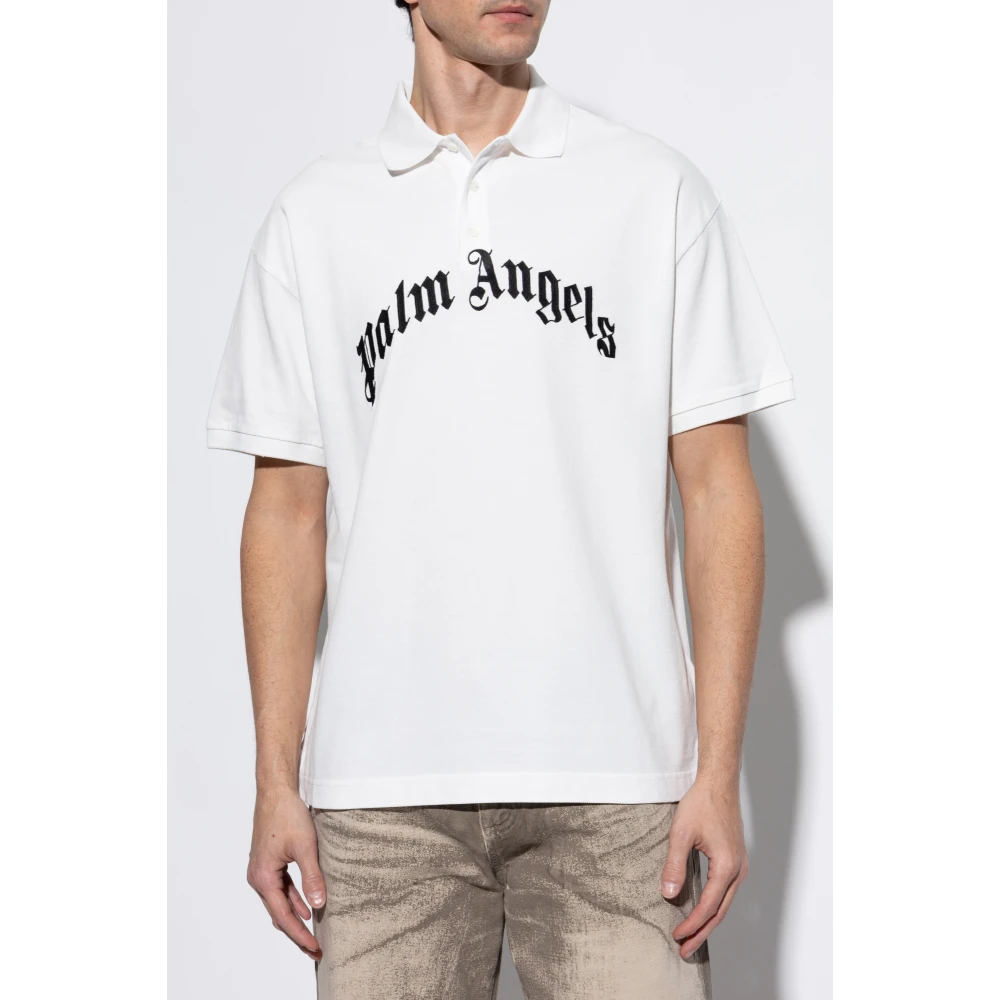 Palm Angels Polo met logo White Heren