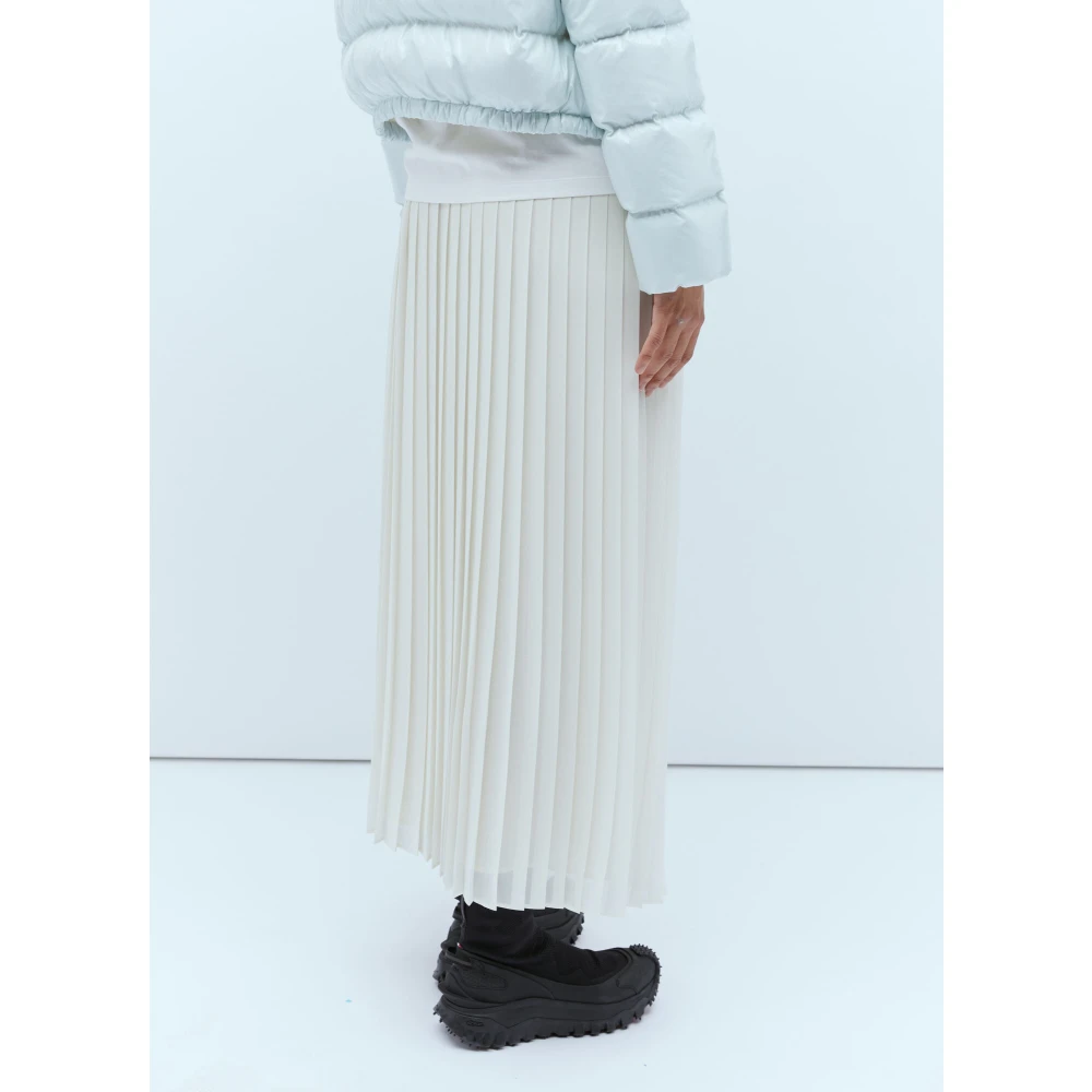 Moncler Geplooide Rok met Contrasterende Tailleband White Dames