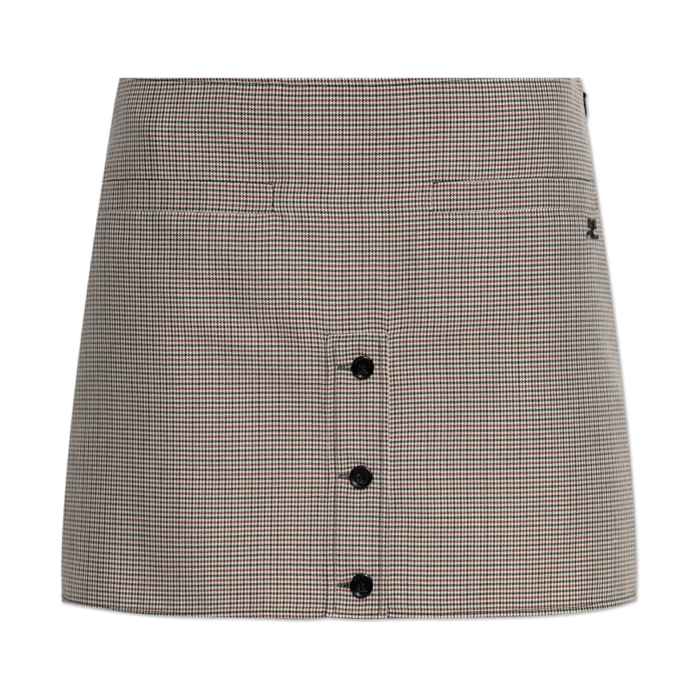 Courrèges Mujer Beige - Minifalda Con Botones Y Estampado De Pata De Gallo - Skirts - S - Minifalda Con Botones Y Estampado De Pata De Gallo
