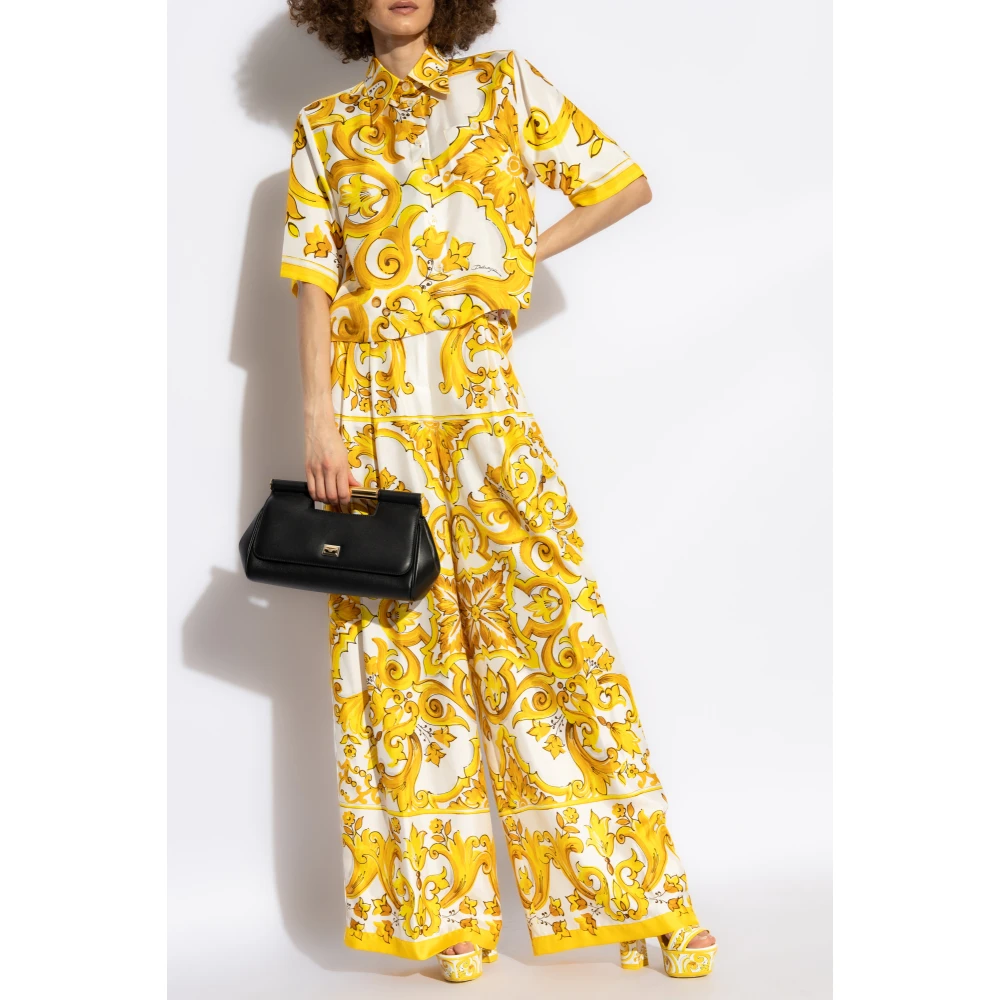 Dolce & Gabbana Shirt met 'Majolica' Print Yellow Dames