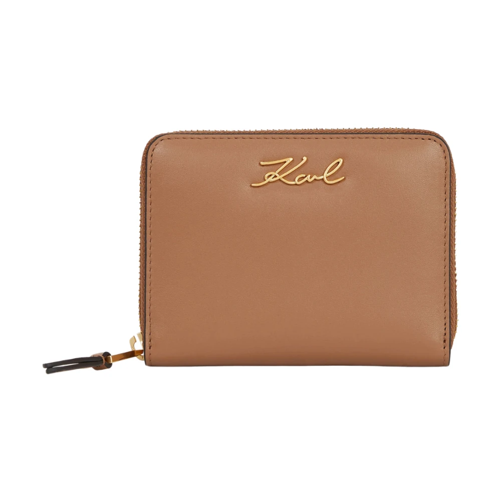 Karl Lagerfeld Portemonnee met handtekening middelgrote ritsportemonnee Brown Dames