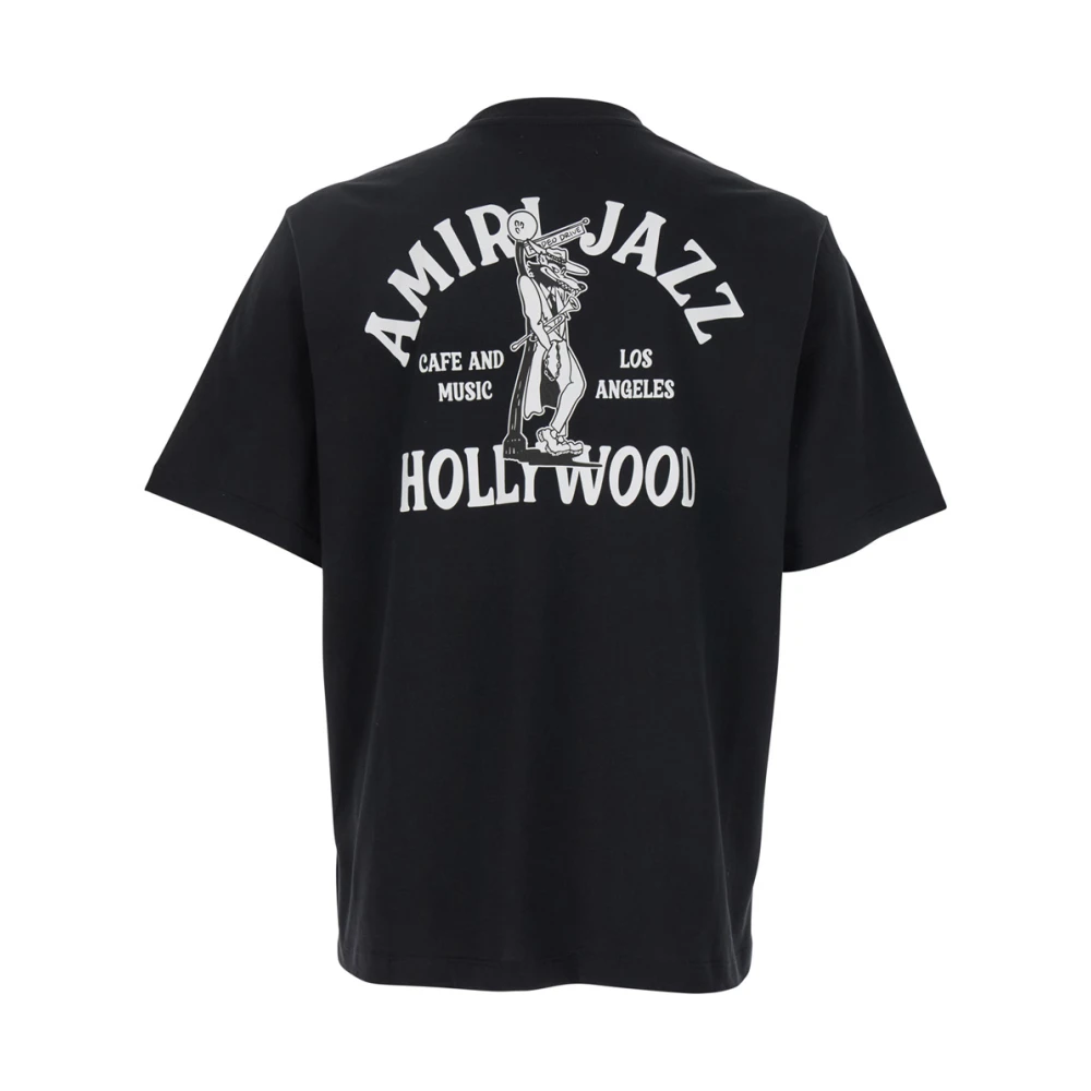 Amiri Jazz Wolf Zwarte Crewneck T-Shirt Black Heren
