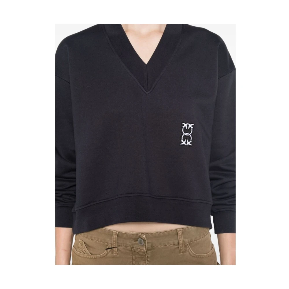 pinko Navy Blue V-Neck Sweatshirt Blue Dames