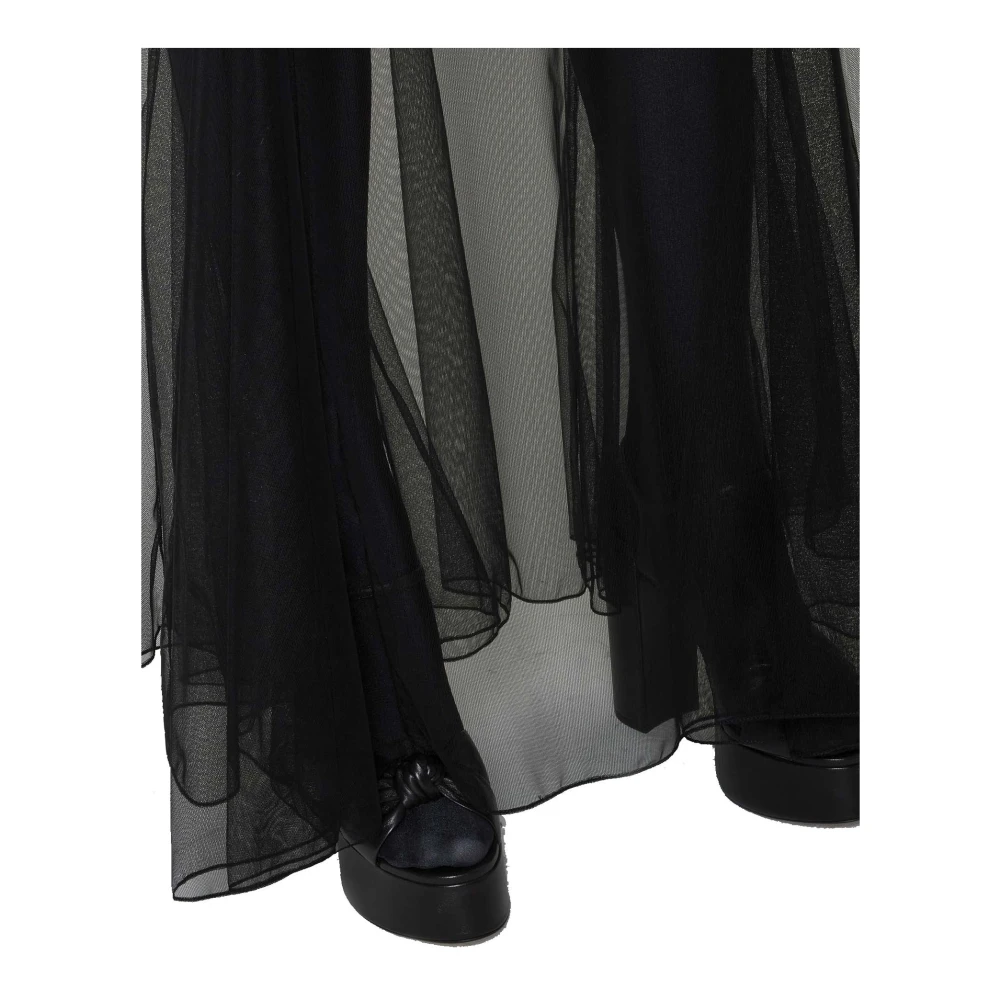 Saint Laurent Sheer Tulle Midi Rok Black Dames