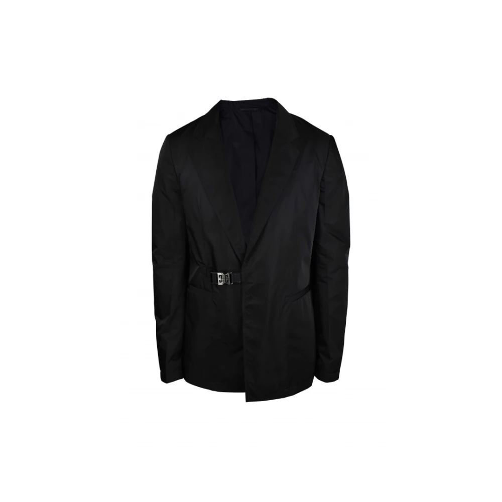 Givenchy Zwarte nylon jas met metalen gespsluiting Black Heren