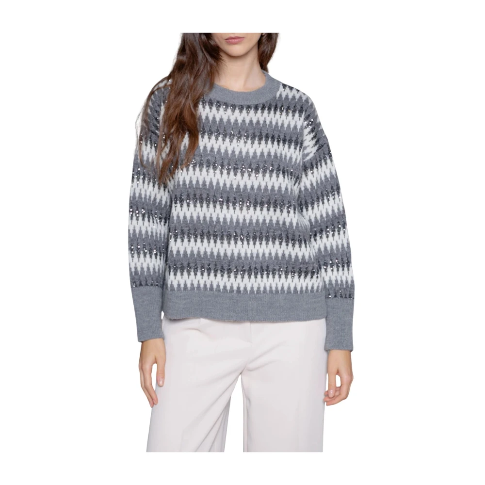 Kaos Jacquard Stijl Trui Gray Dames