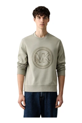 Logobroderad sweatshirt i bomullsblandning med rund hals