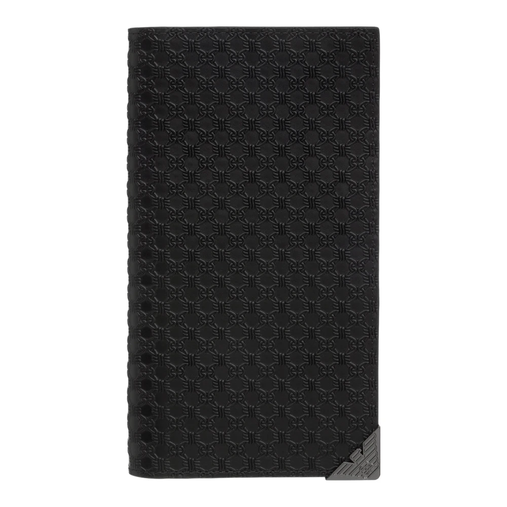 Emporio Armani Abstracte Effen Portemonnee met Diverse Functies Black Heren