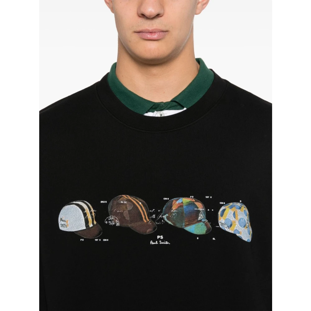Paul Smith Zwarte Fietshelm Print Sweater Black Heren