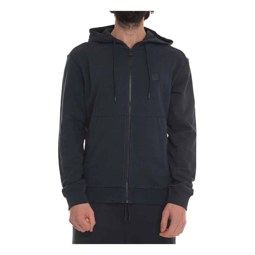 Boss Zetalky Zip Hoodie Sweatshirt Blue Heren