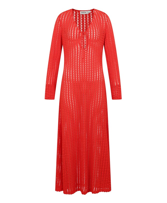 robe-midi-a-encolure-en-forme-de-cle-avec-manches-longues