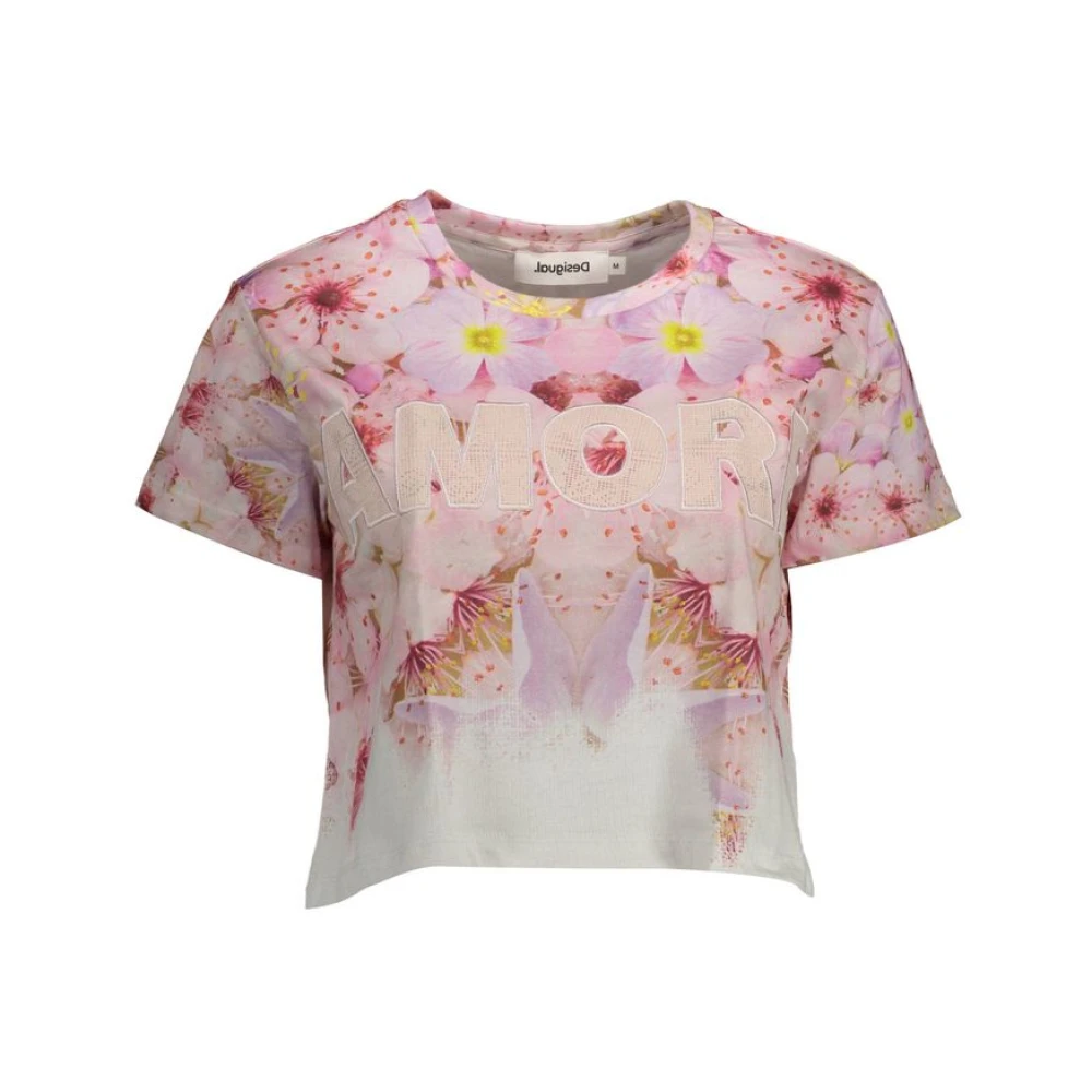 Desigual Women's Pink Cotton Top - T-Shirts - L - Tops