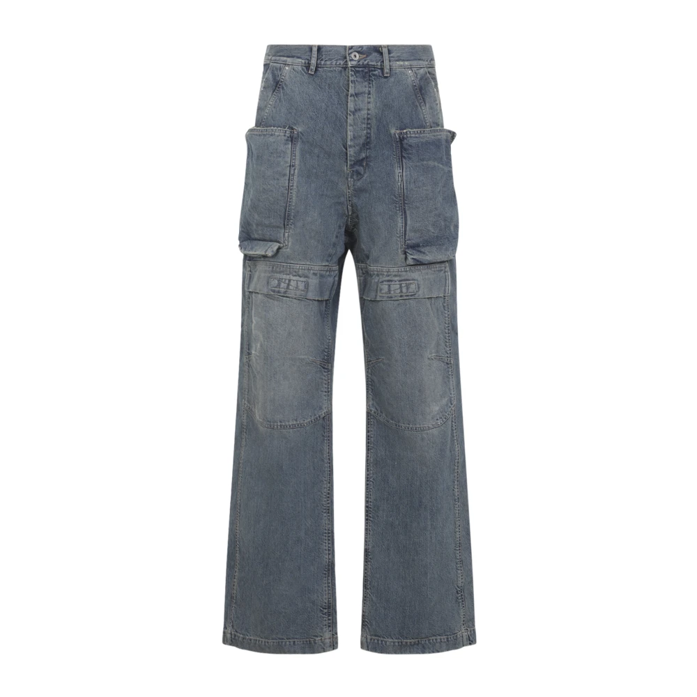 Rick Owens Men's Blue Wide Jeans, W32, Stefan Cargo Trousers