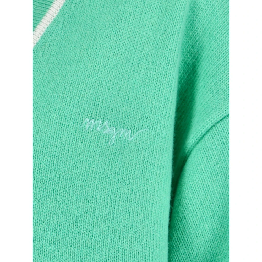 Msgm Groene Cardigan Crop Sweater Green Dames