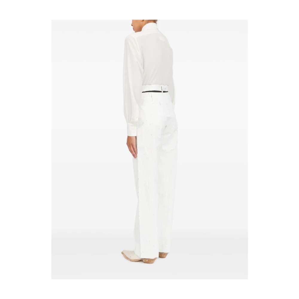 MM6 Maison Margiela Witte Broek met Verborgen Voorsluiting White Dames