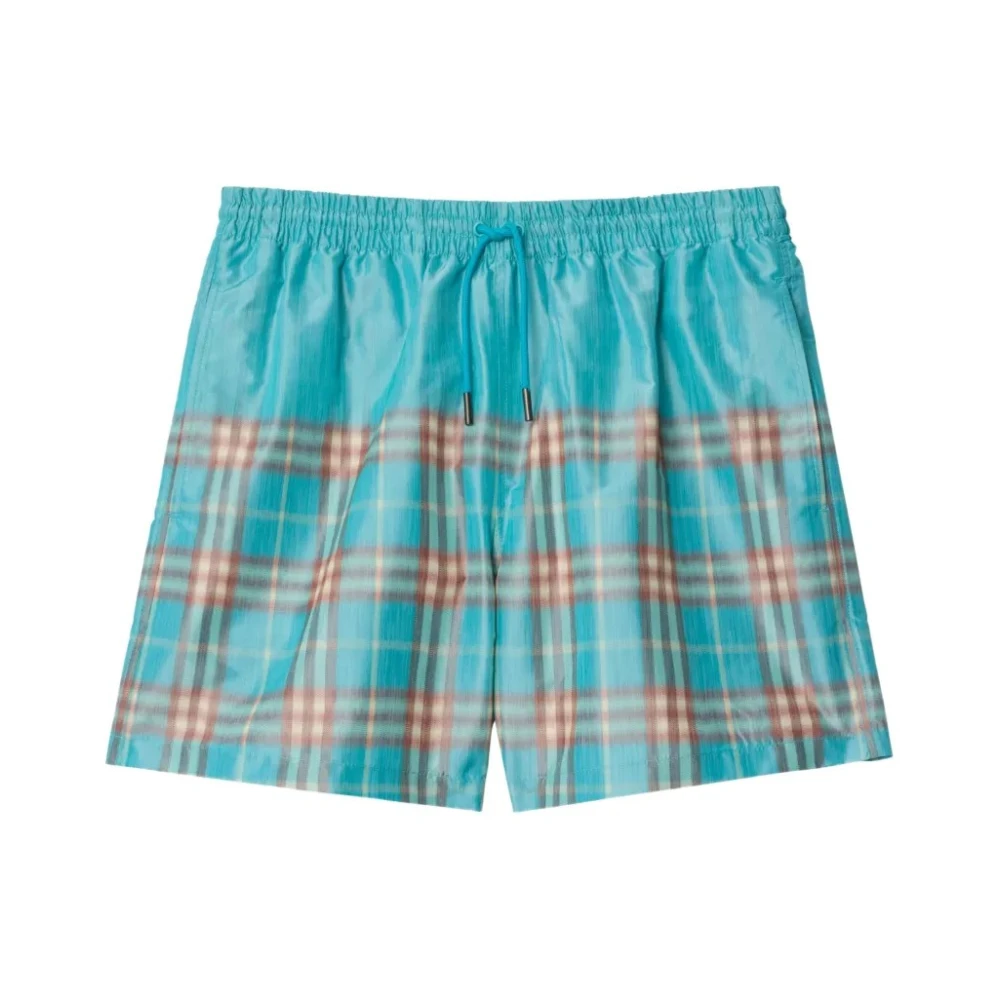Burberry Men's Blue Gradient Check Swim Shorts - Beachwear - S - Swimwear