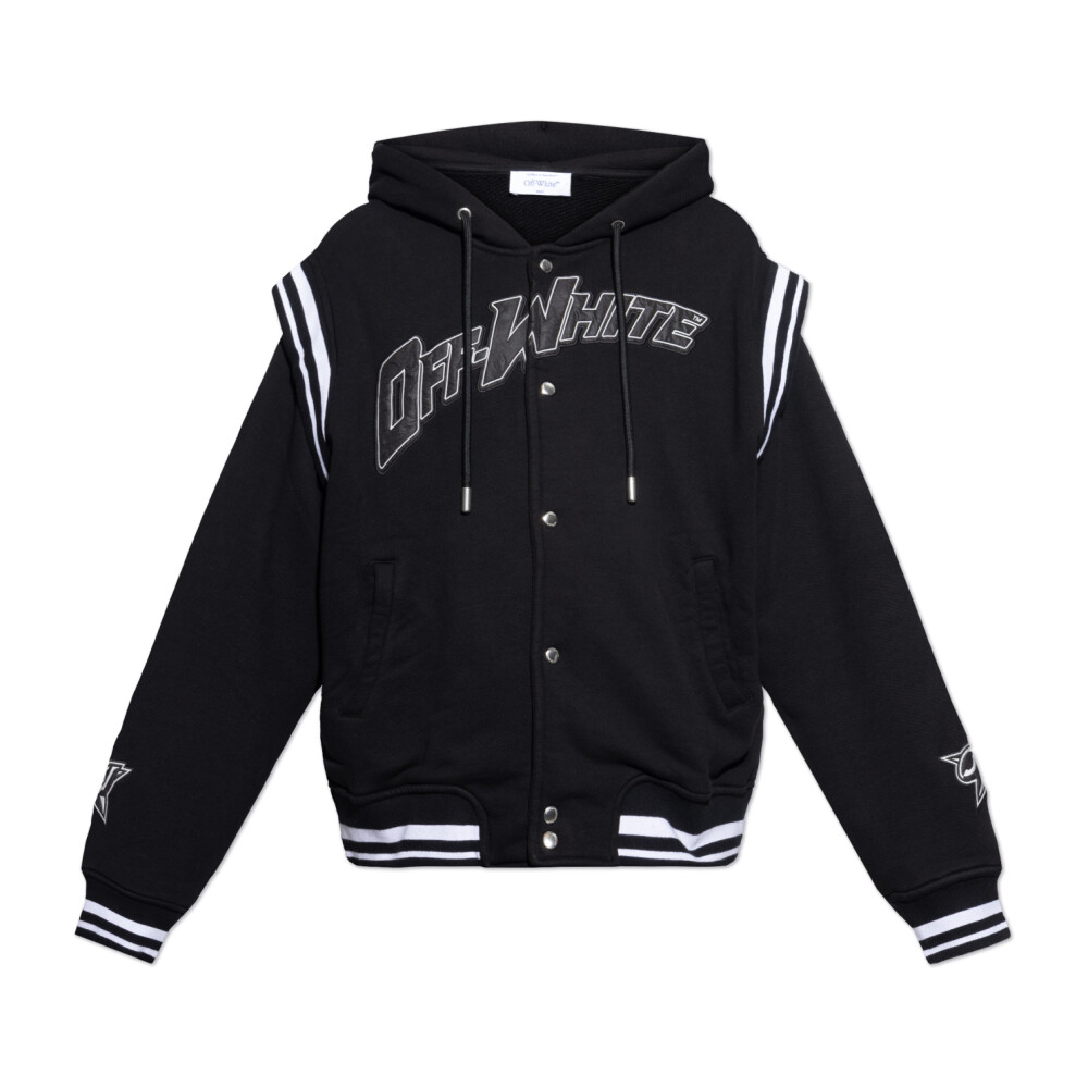 ジャケット Off-White Giacca In Lana Off-White GIACCA VARSITY IN LANA E PELLE | Nero | FARFETCH IT