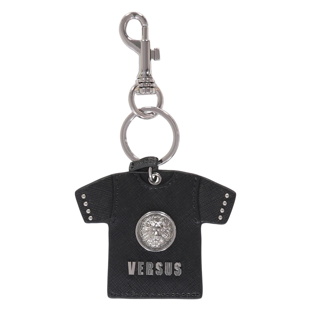 Versus Versace Stijlvolle leren sleutelhanger met logodetail Black Unisex