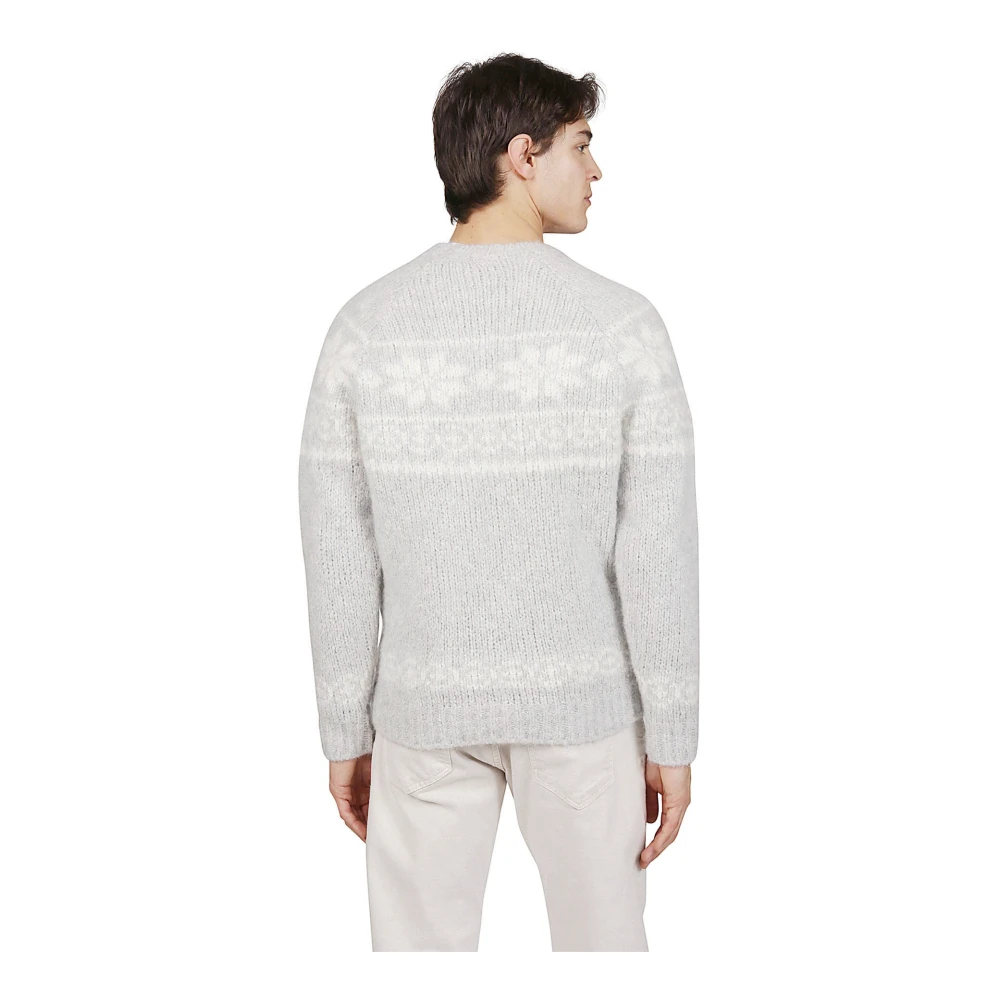 Eleventy Berg Jacquard Cashmere Alpaca Sweater Gray Heren