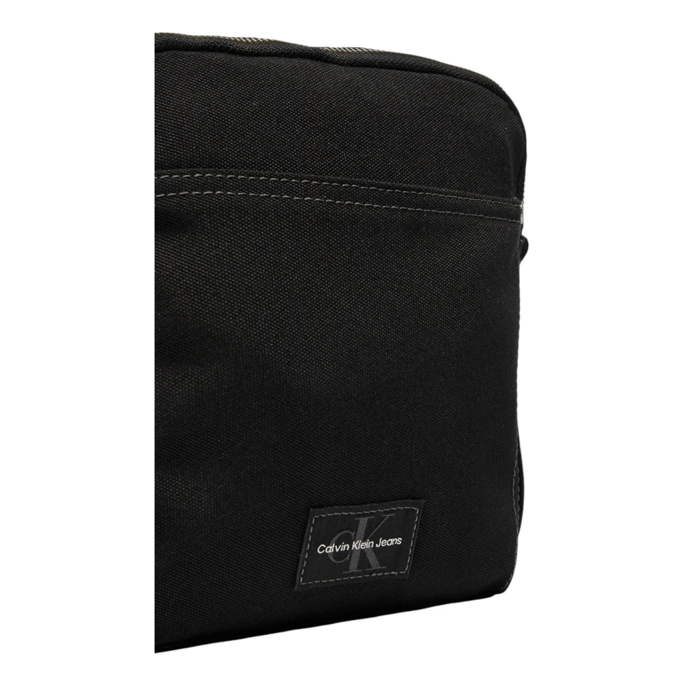 Calvin Klein Jeans Zwarte Polyester Rits Tas met Zakken Black Heren